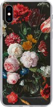 Geschikt voor iPhone Xs hoesje - Stilleven met bloemen in een glazen vaas - Schilderij van Jan Davidsz. de Heem - Siliconen Telefoonhoesje