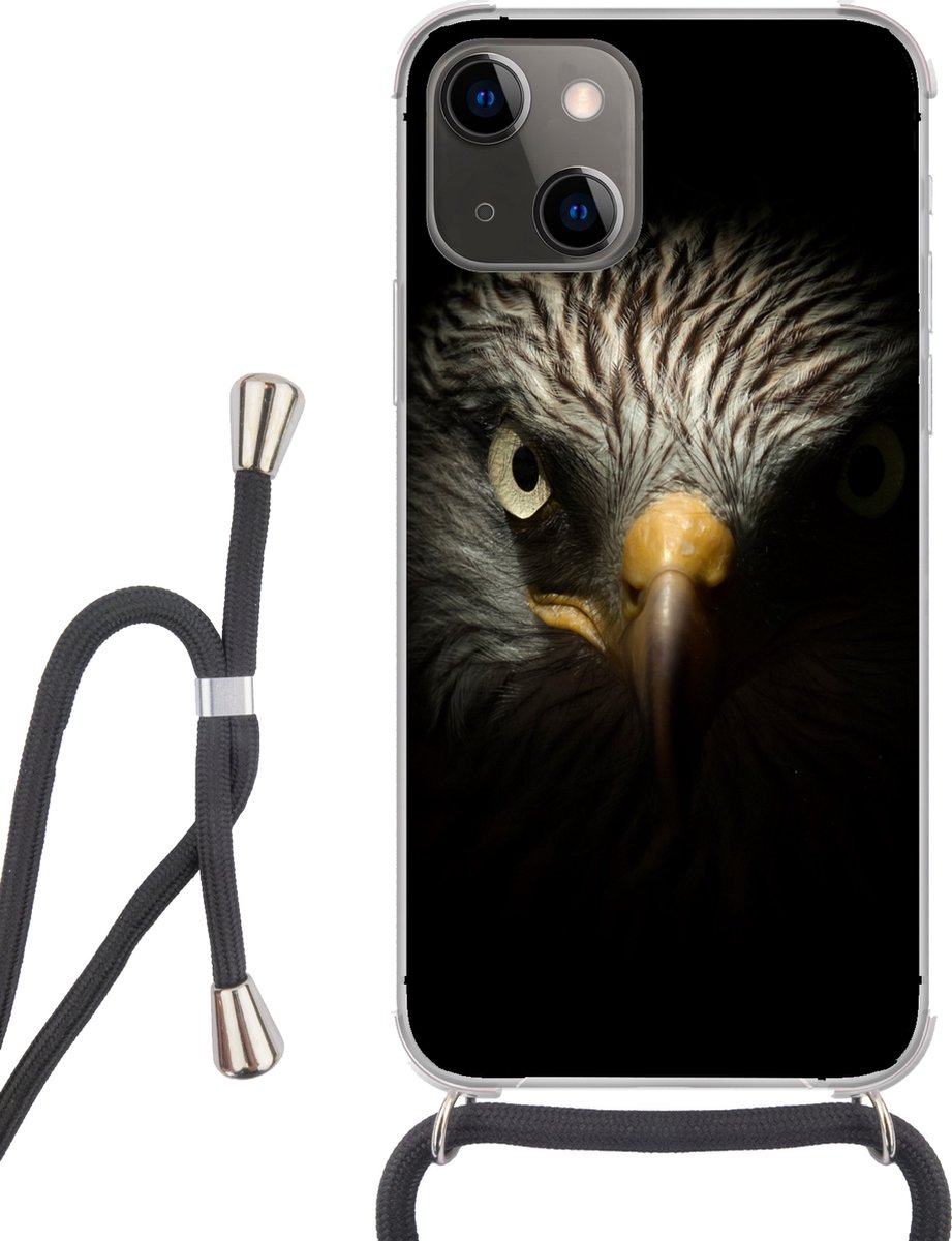 Telefoonhoesje Geschikt voor iPhone 13 Mini - Vogel - Adelaar - Roofvogels - Oog - Snavel - Licht - Siliconen - Crossbody - Backcover met Koord - Telefoonhoesje met koord - Hoesje met touw Telefoonhoesje