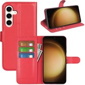 Samsung Galaxy S24 Plus (S24+) Hoesje - MobyDefend Kunstleren Wallet Book Case (Sluiting Voorkant) - Rood - GSM Hoesje - Telefoonhoesje Geschikt Voor Samsung Galaxy S24 Plus (S24+)
