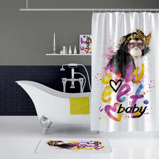 Casabueno Sweet Baby - Douchegordijn 120x200 cm - Badkamer Gordijn - Digitale Print- Shower Curtain - Waterdicht - Sneldrogend en Anti Schimmel -Wasbaar en Duurzaam