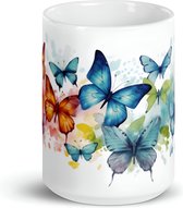 Aquarelle Papillons - Tasse à Café et à Thee 443 ml| cadeau de tasse à café| | Cadeau de tasse de thé| Cadeau tasse| Tasse à café| Tasse à Thee| Tasse de Café| Tasse à Thee| Tasse papillon| Tasse Animaux| Tasse Papillons