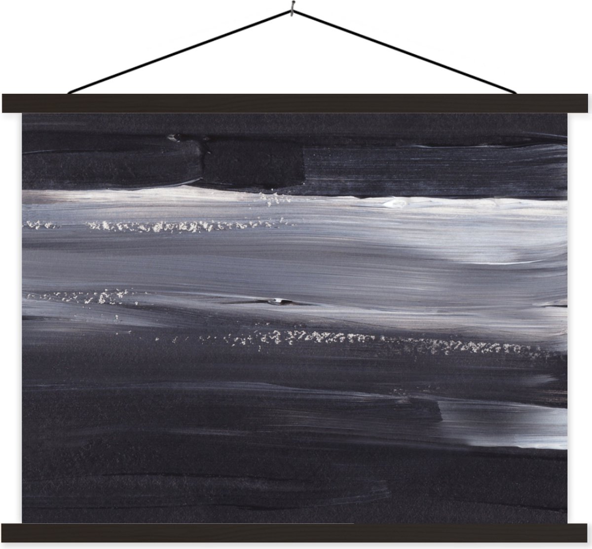 Posterhanger incl. Poster 120x90 cm - Schoolplaat - Verf - Abstract - Zwart - Textielposte