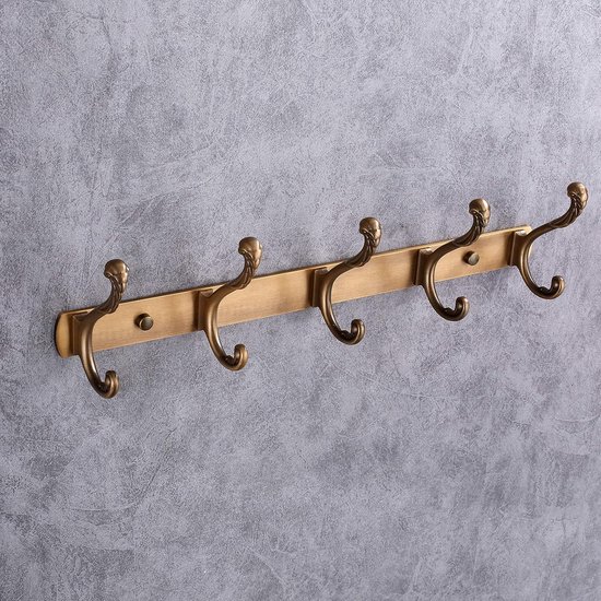 FUXXER® - Klassieke garderobehaken, kledinghaken, hoedhaken, ijzeren haken, metalen haken, gietijzeren design, vintage landhuis-retro, 12,2 x 4,7 mm, set van 3, brons