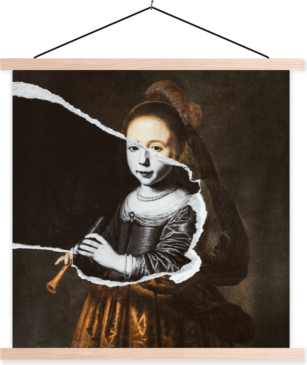 Posterhanger incl. Poster 120x120 cm - Schoolplaat - Elizabeth Spiegel - Dirck Dircksz San