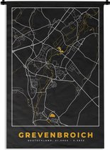 Wandkleed - Wanddoek - Stadskaart – Plattegrond – Duitsland – Goud – Grevenbroich – Kaart - 60x90 cm - Wandtapijt