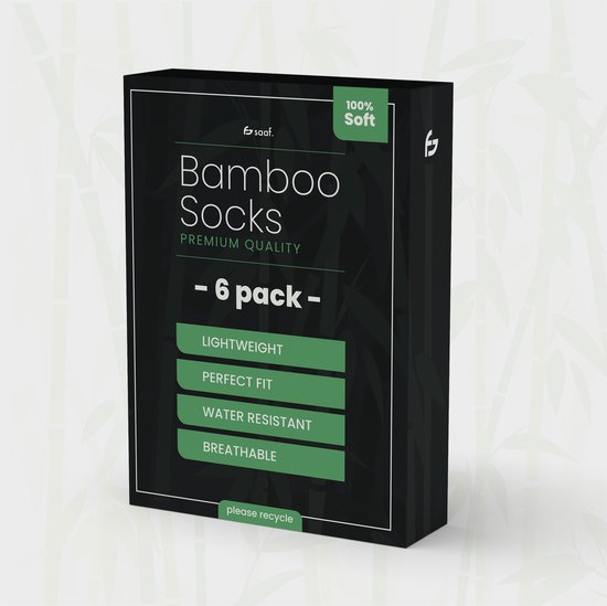 Bamboe Sokken - 6 Paar - Sokken - Maat 38-43 - Sokken Dames - Sokken Heren - Comfortabel - Zwart - Saaf