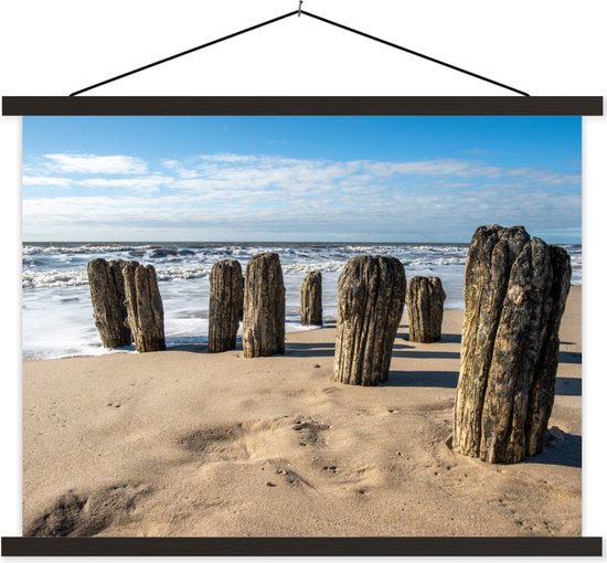 Support pour affiches avec affiche 40x30 cm - Affiche scolaire - Sable - Plage - Poteau - Water - Été - Affiche textile - Lattes noires