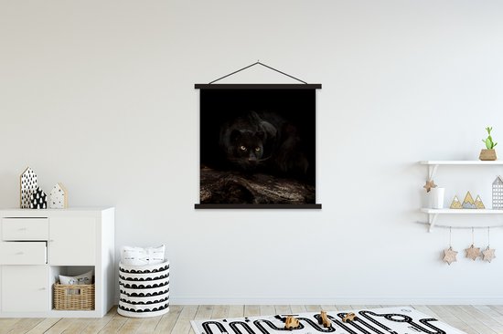 Affiche scolaire - Panthère - Forêt - Yeux - 90x90 cm - Lattes noires