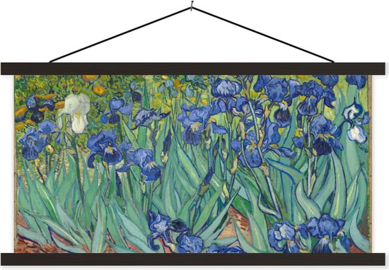 Posterhanger incl. Poster - Schoolplaat - Irissen - Vincent van Gogh - 90x45 cm - Zwarte latten