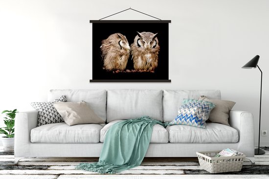 Megascops sur fond noir affiche textielposter lattes noires 150x113 cm