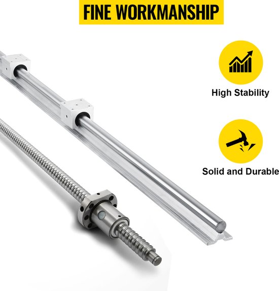 CNCMANS Lineaire rail SBR16-600 mm lineaire geleiding met 4 stuks lineaire lijndragers SFU1204-600 mm kogelomloopspindel geleiderail van C7, horizontale lineaire geleiderail voor 3D-printer