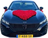 BIANCA Luxe Trouwauto Versiering - Autodecoratie- Rode Rozen - Bloemstuk in de Vorm van het Hart - Bloemen voor op de Motorkap - Luxe Bruidsauto Versiering