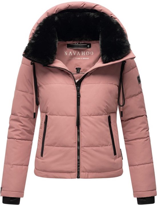 Gewatteerd Navahoo Mit Liebe XIV - Kort winterjack voor vrouwen - Capuchon - Donker roze - L