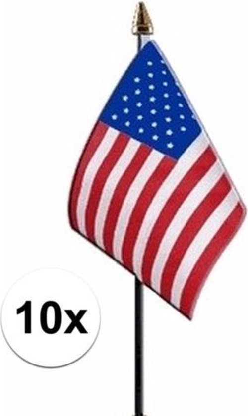 lading progressief Concentratie 10x Amerika/USA vlaggetjes 15 cm - Amerikaanse vlag - Verenigde Staten  landen thema... | bol.com