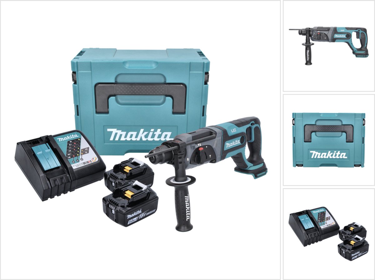 Makita DHR 241 RTJ accu boormachine 18 V 2.0 J SDS plus + 2x oplaadbare accu 5.0 Ah + lader + Makpac