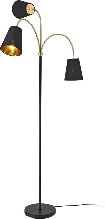 Lampe sur pied Wycombe lampadaire 154 cm 3xE14 noir et or