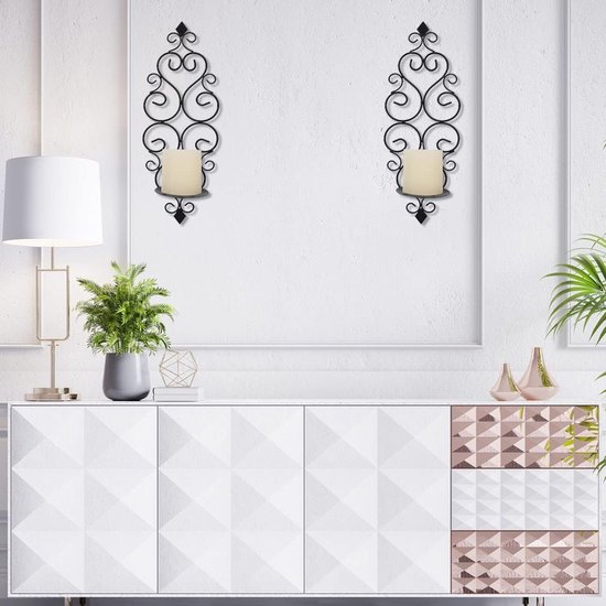Foto: Wandkaarsenhouder om aan de muur te hangen stompkaarsenhouder wandlampdecoratie voor thuis slaapkamer eetkamer 3301b 