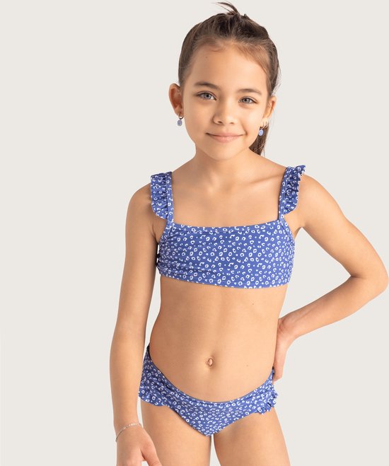 Swim Essentials Bikini Meisjes - Zwemkleding Meisjes - Blauw Panterprint - Maat 134/140