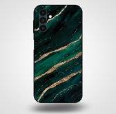 Smartphonica Telefoonhoesje voor Samsung Galaxy A13 5G met marmer opdruk - TPU backcover case marble design - Groen Goud / Back Cover geschikt voor Samsung Galaxy A13 5G