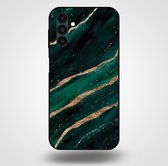 Smartphonica Telefoonhoesje voor Samsung Galaxy A13 5G met marmer opdruk - TPU backcover case marble design - Groen Goud geschikt voor Samsung Galaxy A13 5G