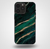 Smartphonica Telefoonhoesje voor iPhone 14 Pro Max met marmer opdruk - TPU backcover case marble design - Groen Goud / Back Cover geschikt voor Apple iPhone 14 Pro Max