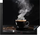 KitchenYeah® Inductie beschermer 59x52 cm - Zwart - Koffie - Kookplaataccessoires - Afdekplaat voor kookplaat - Inductiebeschermer - Inductiemat - Inductieplaat mat