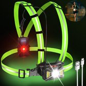 Dulov Lampe De Poitrine Rechargeable Pour Running Nocturne - 500 Lumens, Faisceau Réglable, étanche, Avec Feu Arrière Rouge