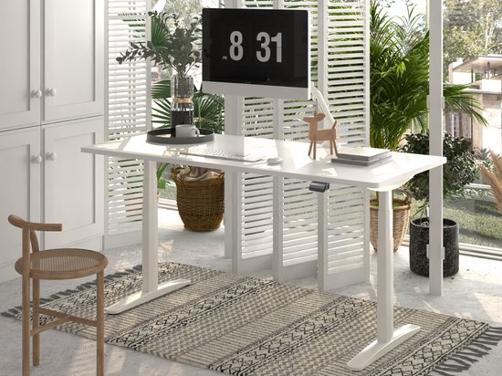 Worktrainer - Bureau assis-debout - OvalDesk - Électrique - Écran à mémoire - Cadre blanc uniquement