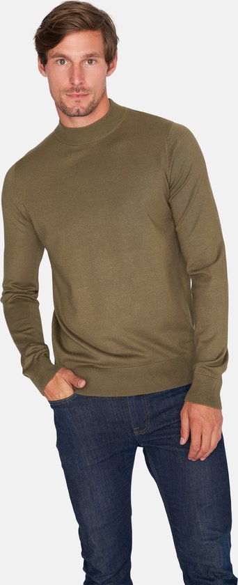 Mario Russo - Heren Sweaters Turtle Neck Trui Tarmac - Groen - Maat XL