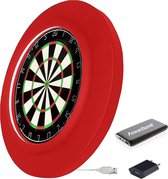 Dragon Darts 2.0 Special Edition - Dartbord Verlichting - Inclusief Plain Dartbord en Powerbank - PU LED Surround - Rood