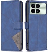 BINFEN Geometric Book Case - Geschikt voor Xiaomi Poco X6 Pro 5G Hoesje - Blauw