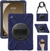 Heavy Duty Case met Schouderstrap - Geschikt voor Samsung Galaxy Tab A9 Plus Hoesje - Donkerblauw
