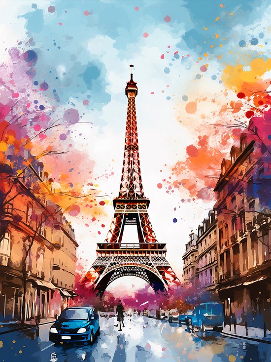 Eiffel Tower Painting - Canvas - Pop Art Canvas -formaat - 50x70cm