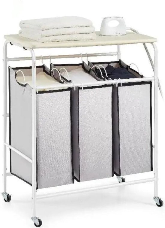 Wasmand 2 vakken met plank sonoma eikenkleurig