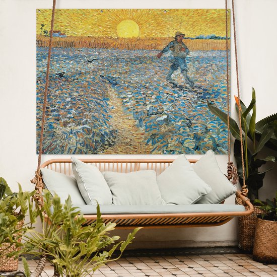 Affiche de jardin Vincent van Gogh 2 - Le semeur - Peinture de Vincent van Gogh affiche de jardin toile en vrac 160x120 cm - Toile de jardin / Toile d'extérieur / Peintures d'extérieur (décoration de jardin) XXL / Groot format!