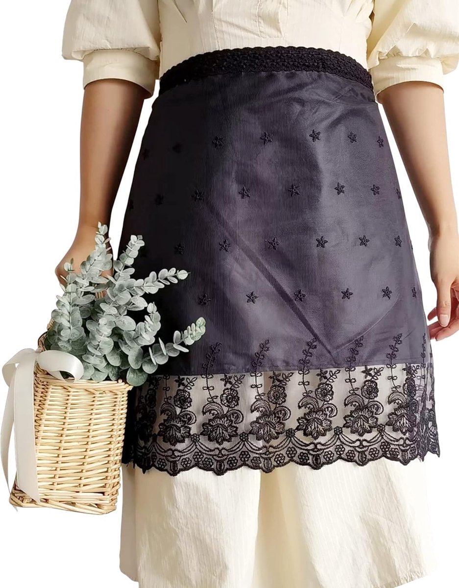 Tailleschort vintage polyester schort kant halfwaterdichte schorten voor bloemenwinkel restaurant café pottenbakkerij casual mouwloos schort