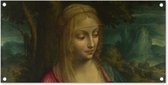 Tuinposter The virgin and child - Leonardo da Vinci - 80x40 cm - Wanddecoratie Buiten - Tuinposter - Tuindoek - Schuttingposter - Tuinschilderij