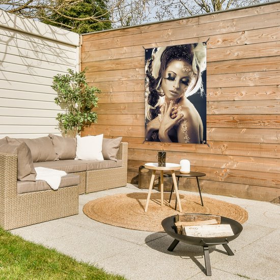 Posters de jardin extérieur Femme - Or - Cheveux - 60x90 cm - Toile de jardin - Affiche extérieure