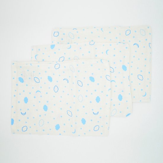 Hydrofiele Washandjes - Cloud Star Blue - 20 x 17 cm - 3 stuks - 100% Biologisch Katoen