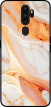 Smartphonica Telefoonhoesje voor OPPO A5 2020 met marmer opdruk - TPU backcover case marble design - Oranje / Back Cover geschikt voor OPPO A5 (2020)