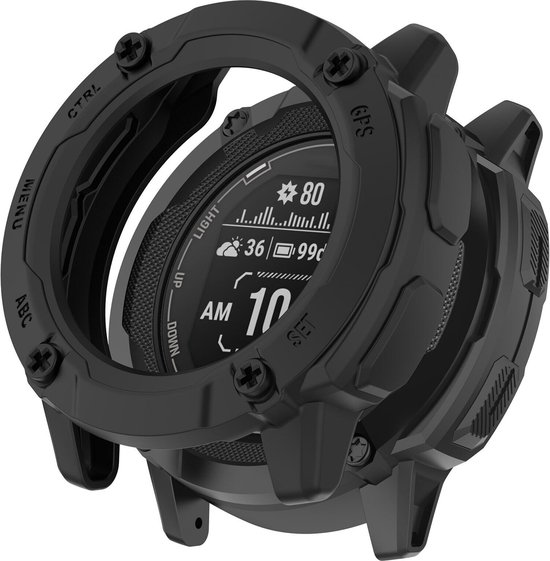 Strap-it TPU bescherm hoesje - geschikt voor Garmin Instinct 2x (50mm) - zwarte schokabsorberende case voor de grotere Instinct 2x