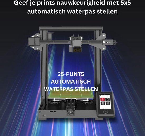 Aquila S3 3D-printer - 25-punts auto leveling - Afdruksnelheid 200 mm/s - Afdrukformaat 220 x 220 - Directe extruder op hoge temperatuur 300 °C