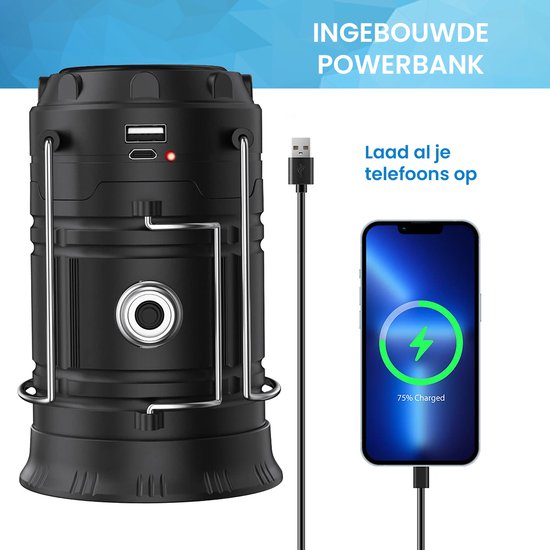 YONO LED Lantaarn Oplaadbaar - Camping Lamp - Kampeerlamp - Tentlamp - Windlicht - 2 Stuks van YONO — afbeelding 3