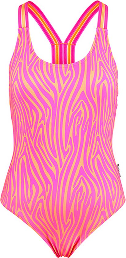 BECO zebra vibes badpak - B-cup - roze/oranje - maat 40
