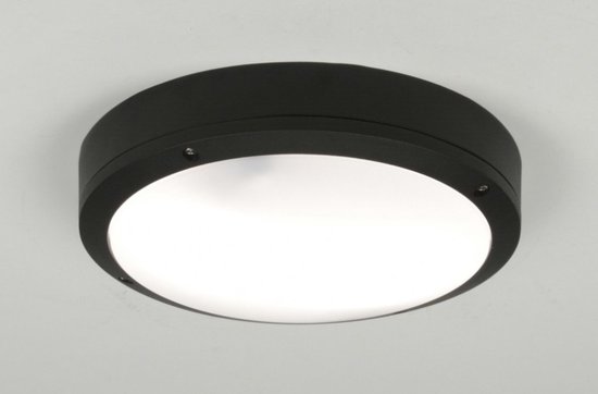 Lumidora Plafondlamp 30763 - E27 - 6.0 Watt - 470 Lumen - 2700 Kelvin - Zwart - Kunststof - Buitenlamp - IP54 - Met Sensor - ⌀ 27 cm