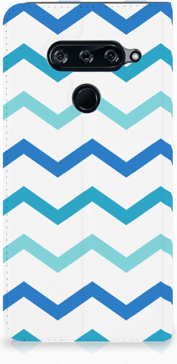 LG V40 Thinq Hoesje met Magneet Zigzag Blauw