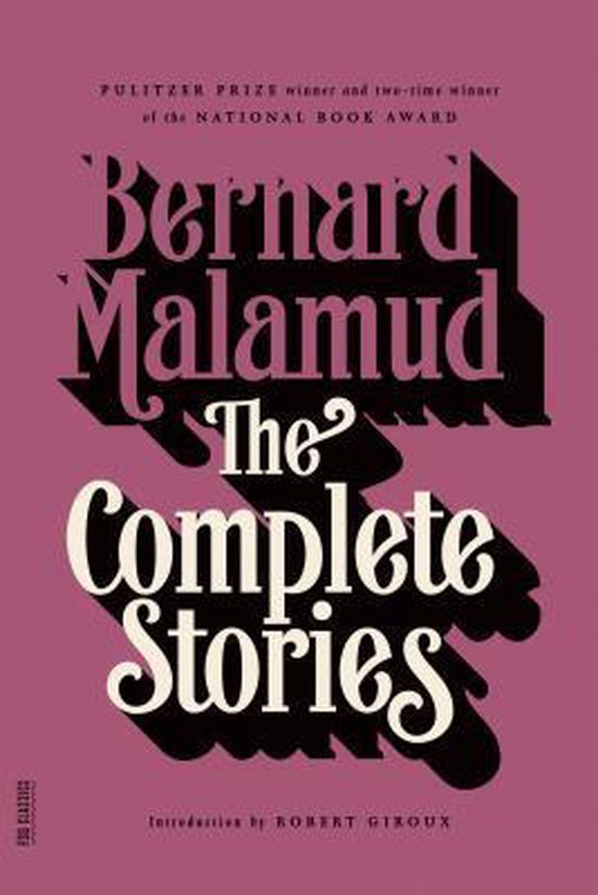 Boek 'The Complete Stories' van Bernard Malamud, met een paarse omslag en schaduwtypografie. Pulitzer Prize en National Book Award winnaar.