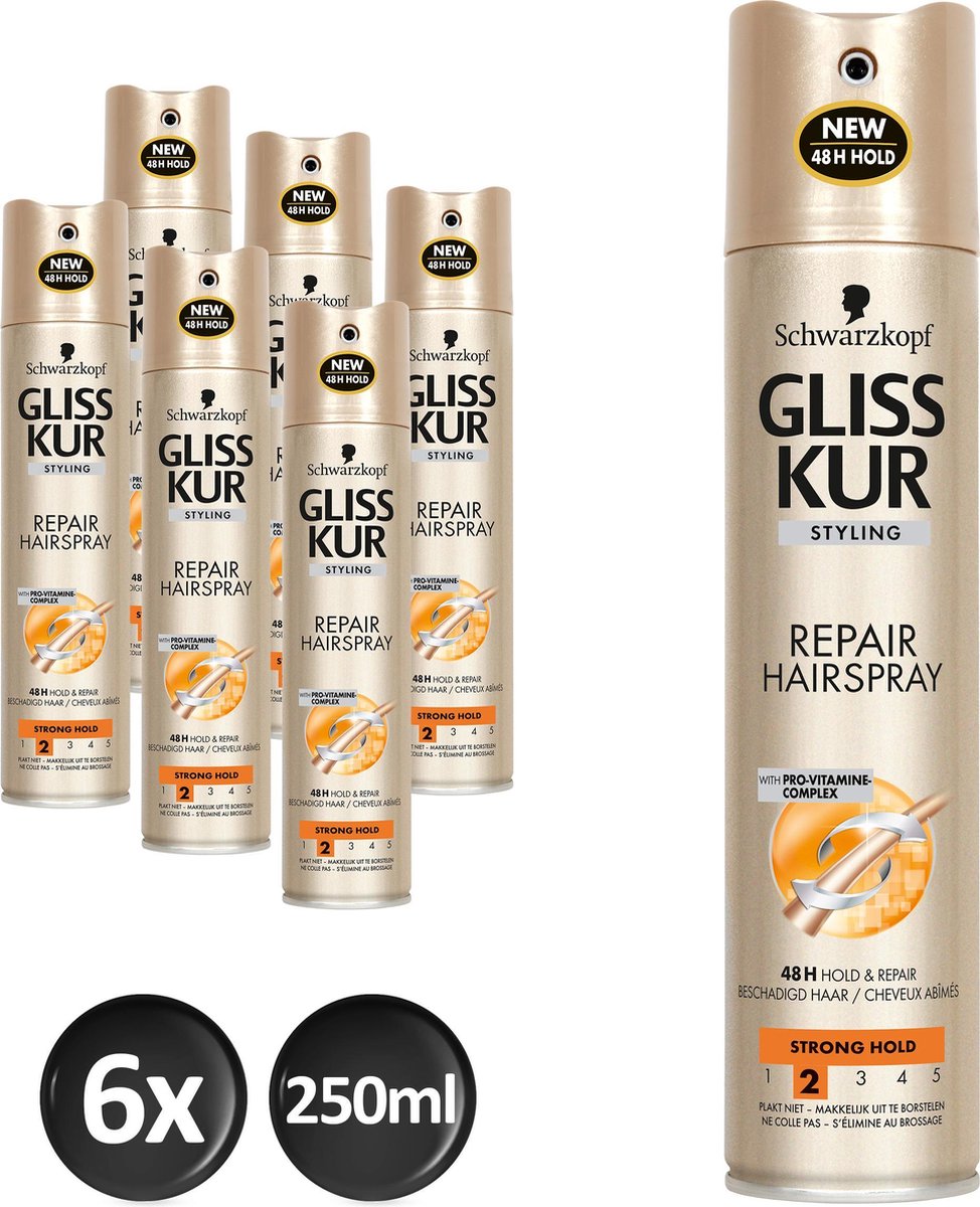 Schwarzkopf Gliss Kur Repair Haarspray- 6 stuks - Voordeelverpakking