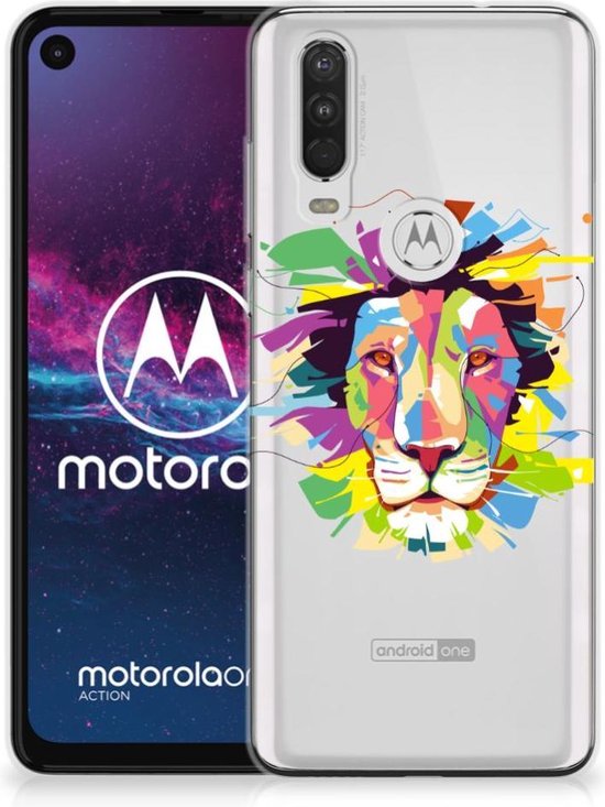 Telefoonhoesje met Naam Motorola One Action Lion Color