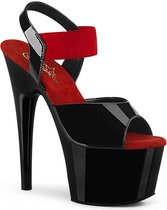 Pleaser Sandaal met enkelband, Paaldans schoenen -39 Shoes- ADORE-714 Paaldans schoenen Zwart/Rood